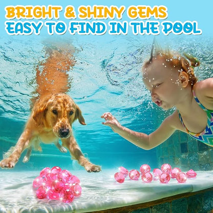 Zomiboo 16 Pcs Acrylic Diamond Large Gems Pirate Round Treasure Toy Gems Treasure Round Gemstones Acrylic Diamond Shaped Gemstones for Home Table Vase Fillers Party Decor (Pink)