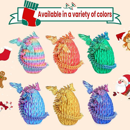 3D Printed Dragon Eggs with Articulated Fly Dragon Inside, Collectible Figurines Fidget Toy for Adults Kids Birthday Easter Christmas White Elephant Gifts for Friends Colleagues(Rainbow, M Size)