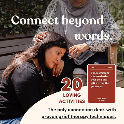 Grief is Human (Pet Edition) | Family & Friends Conversation Cards for Grieving | 70 Reflection Cards to Help You Process The Journey of Losing a Beloved Pet | Therapy for Adults | 1+ Players