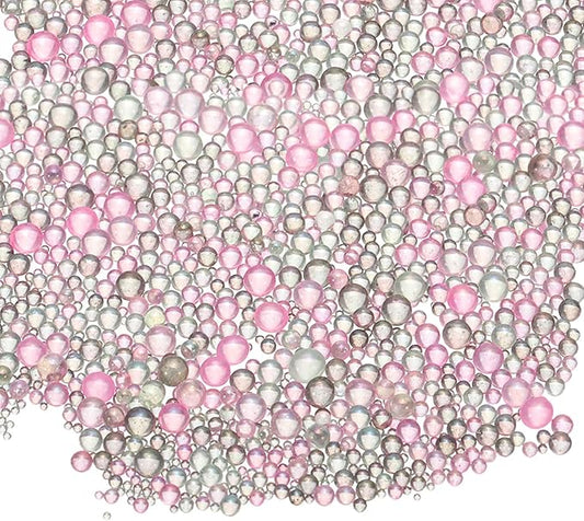 Iridescent Glass Tiny Bubble Beads, 0.4-3mm 10g No Hole Micro Mini Round Gray Pink Water Droplets Beads - Applications: for Resin Filler, Nail Art, Dollhouse Bath Tub