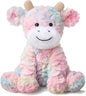 Hopearl Adorable Plush Cow Toy Colorful Floppy Dairy Cattle Soft Stuffed Animal Cute Birthday Gifts for Boys Girls Kids Toddlers, Rainbow, 9''