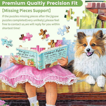 300 Pieces Girl Puzzle for Adults, Dog Jigsaw Puzzle 300 Pieces Recycled Cardboard Jigsaw Puzzles for Adults, Family Challenging Game Home Decor Gift Toy for Teens Kids Seniors 20.5×15 in