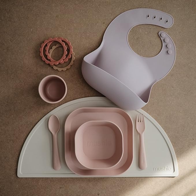 mushie Flatware Fork and Spoon Set for Toddlers | Made in Denmark (Blush)