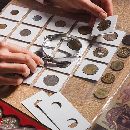 MUDOR Premium Coin Flips for Large Dollar, 200 Pack Cardboard Coin Holder, Mylar Coin Flips 2x2, Paper Coin Holders, Large Dollar(38.1mm)