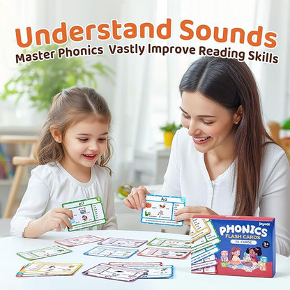 JoyCat 75 Pack Phonics Flash Cards-Learn to Read Alphabet and CVC Words in 25 Stages-Games for Kids Ages 3-8 Preschool Kindergarten 1st 2nd Grade Homeschool Educational Learning Activities