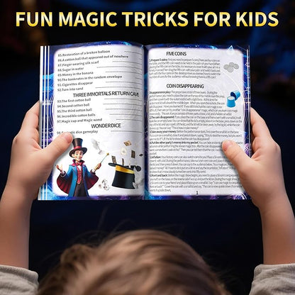 Magic Kit for Kids 6-8-10-12, 98 Magic Tricks Set for Kids with Magician Costume and Magic Wand, Halloween Christmas Birthday Gifts Toys Magic Set for Ages 4 5 6 7 8 9 10 11 12 Years Old Boys Girls