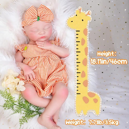 Reborn Baby Dolls Silicone Full Body 18.1in Weighted Real Life Closed-Eyes Girl Dolls Lifelike Newborn Baby Soft Body Flexible Limbs Not Vinyl