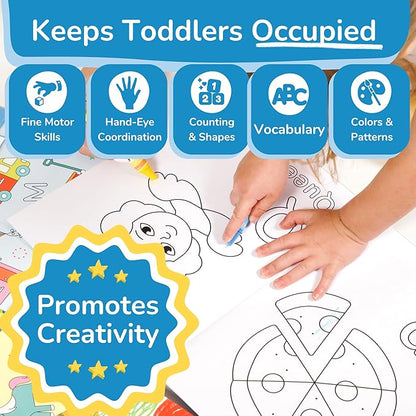 TOYVENTIVE Toddler Coloring Books & Crayons, Toys & Birthday Gifts for 1+,2,3,4 Years Old Boys, Toddlers & Preschoolers Age One,Two,Three,Four yr Olds
