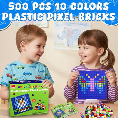 Bbiamsleep Pixel Art Kit, 500 Pcs 10 Colors Plastic Pixel Bricks Fine Motor Skills for Brain Teaser Manipulatives Sensory Bin Sorting Counting Training