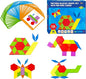 155 PCS Wooden Pattern Blocks Set, 24 Double-Sided Design Cards(48 Patterns) Geometric Shape Puzzle Fun Tangram Montessori Learning Toys for Kids Ages 4-8 (A Storage Bag & A Gift Box)