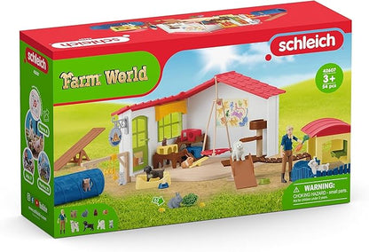 Schleich Farm World - 54PC Baby Animal Hotel Playset with Cute Pets, Caretaker and Movable Accessories - Realistic Animal Figurine Play Set - Fun Educational Toys for Kids and Toddlers Ages 3+| 42607