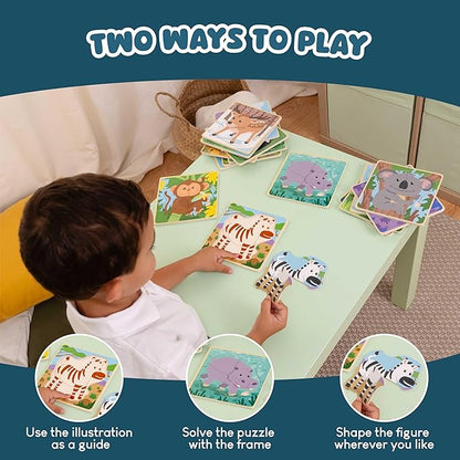 BONNYCO 4 Pieces Wooden Puzzles Pack 16 Party Favors for Kids 1 to 5. Birthday Goodie Bags Stuffers, Valentines Gifts for Toddlers Ideas, School Classroom Prizes and Baby Bulk Toys