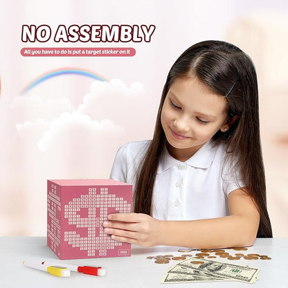 Primo Lines Piggy Bank for Adults Must Break to Open, with Savings Counter & Goal Tracker, Unbreakable Stainless Steel Money Box for 10K Challenge $3000 $5000, Kakeibo (4.72 Inch)