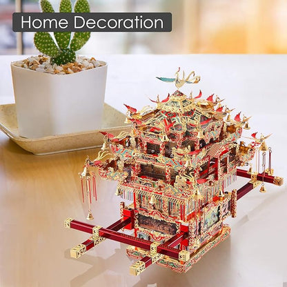 Piececool 3D Puzzles for Adults Metal Model Kits, Bridal Sedan Chair DIY 3D Metal Puzzle, Chinese Traditional Culture 3D Model Building Kit for Women,Great Gift, 288 Pcs
