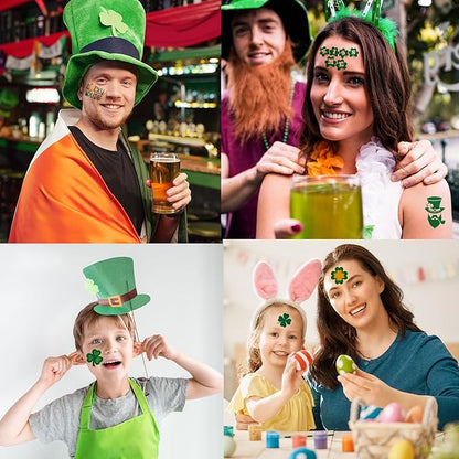 23 Sheets Large Glitter St. Patrick's Day Tattoos Accessories, 100+ Pcs Glitter Lucky Clover Shamrock Temporary Tattoos, Glitter Body Jewelry Irish Parade Party Favors Decorations