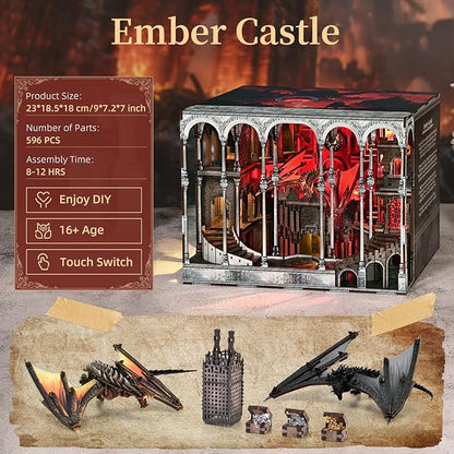 Book Nook Kit, DIY Miniature House Kit Dollhouse Kit for Adults Mini Tiny House Kit with Building Model Kit Crafts Creative Gift for Boys Girls (Ember Castle)