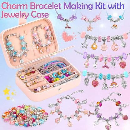 Billbotk Cute Bracelet Making Kit with Bracelet Box Charm Beads Pendants for Jewelry Making Craft Kit for Gifts