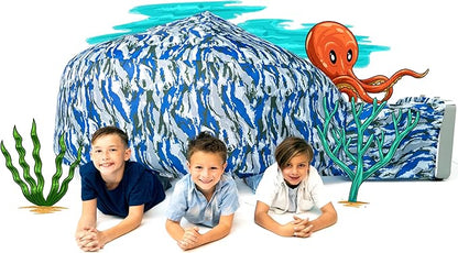 The Original AIR FORT Build A Fort in 30 Seconds, Inflatable Fort for Kids (Ocean Camo)