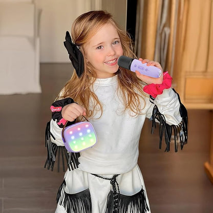 Mini Karaoke Machine with 2 Wireless Microphones, TOP Kids Gifts for Girls Ages 3, 4, 5, 6, 7, 8, 9, 10, 11, 12 +Years Old, 4-12th Birthday Toy Gift for Girls Boys Party (Purple)
