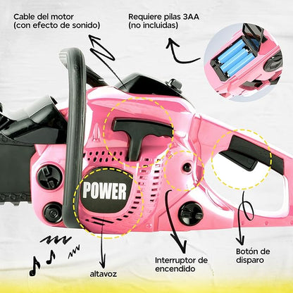 Toy Choi's Kids Toy Chainsaw - Pretend Play Construction Tool Electric Chainsaw Toy for Kids , Toy Tool Set Outdoor Gardening Play, Pink Toys for Girls 3-5 +