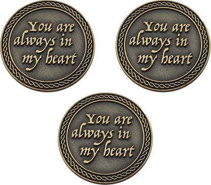 Bulk Set of 3 Romantic Love Expression Coins, You are Always in My Heart, Even Though We are Apart, Anniversary Pocket Tokens for Date Night, Love Gift for Men & Women, from Him or Her