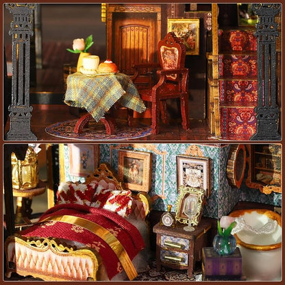 Miniature House Kit, Tiny House Kit with LED, DIY Mini House Building Kits for Adults to Building, Unique Gift for Birthday Christmas, Ancient Castle