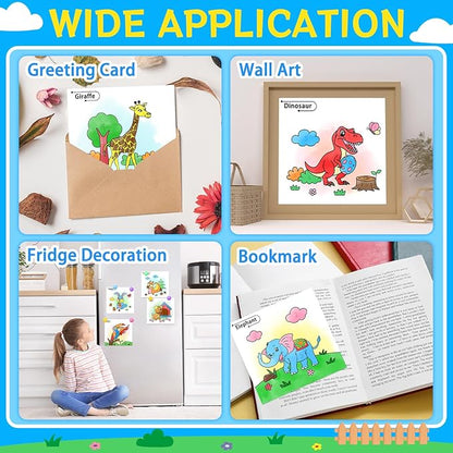 Paint with Water Coloring Books for Kids,Animal Theme Mess Free Watercolor Painting Papers Sets for Toddlers,Water Color Paint Kit,Art Craft Birthday Gift for Ages 1-3, 4-8