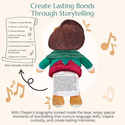 Chopin Plush Bear – Plays 40 Mins of Classical Music, Educational & Soothing Interactive Teddy Bear for Babies & Toddlers, Ideal