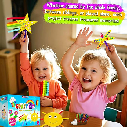 MHMYDIS First Craft Kit for Kids - 12 in 1 No Mess Creative Arts and Crafts kit for Kids Ages 4-8 - Toddler Crafts Kit Supplies - Gifts for Girls and Boys 3 4 5 6 7 8 Year Old