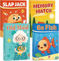 Card Games for Kids Toddlers,Go Fish,Old Maid,Slap Jack and Memory Match,4 Decks in 1 Pack,Fun Educational Gard Games for Family Game Night Table Games,Great Easter Basket Stuffers
