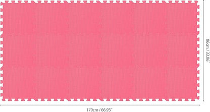 qqpp EVA Rubber 18 Tiles Interlocking Puzzle Foam Floor Mats - Baby Play Mat for Playing | Exercise Mat for Home Workout. Red. QC-Ib18N