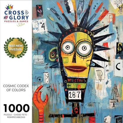 Cross & Glory - Cosmic Codex of Colors - 1000 Piece Jigsaw Puzzle for Adults | Neo-Expressionism Art | Vibrant | Coolest Brain-Teasing Puzzle