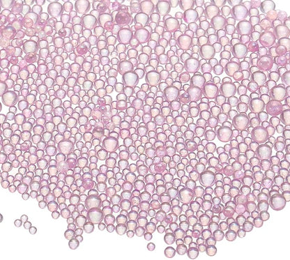 Iridescent Glass Tiny Bubble Beads, 0.4-3mm 10g No Hole Micro Mini Round Lilac Water Droplets Beads - Applications: for Resin Filler, Nail Art, Dollhouse Bath Tub