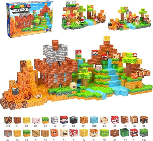 Magnetic Building Blocks for Kids Ages 3-12+, 137PCS STEM Educational Magnet Toys, Magnetic Tiles Build Cubes with Light Game, Ideal Gift for Toddlers Boys Christmas Birthday Girls