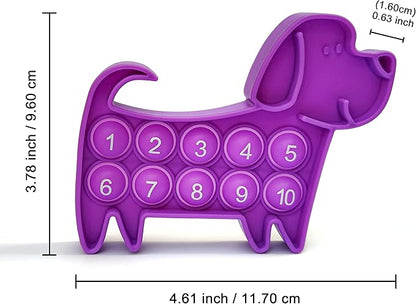 Ten Frame Math Manipulatives - Pop Fidget Toy with Puppy Dog Appearance for Kindergarten Classroom, an Educational Sensory Toy for Kids and Teachers, Double Side 4 Pack Set Included