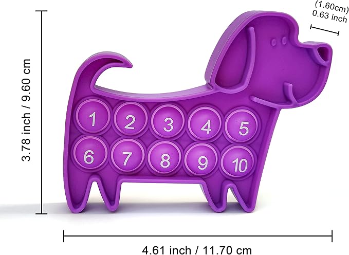 Ten Frame Math Manipulatives - Pop Fidget Toy with Puppy Dog Appearance for Kindergarten Classroom, an Educational Sensory Toy for Kids and Teachers, 4 Pack Set Included