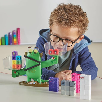 hand2mind Numberblocks Blockzee Balance Activity Set, ﻿61 MathLink Cubes, Balance Scale, Educational Math Manipulatives, Numbers for Toddlers, Preschool Learning Activities, Birthday Gifts for Kids