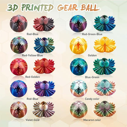 Gear Ball-3D Printed Gear Sphere,3D Printed Spin Ball Cube Fidget Toy,The Steampunk Whirling Wonder Fidget Ball Toy (Macaron)