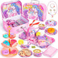 Unicorn Tea Party Set for Little Girls, Toddler Princess Toy Tea Set, Pretend Play Teapot Dessert Tea Cup Set Food Kitchen Playset, Birthday Unicorn Gift for 3 4 5 6 7 8 Year Old Girl