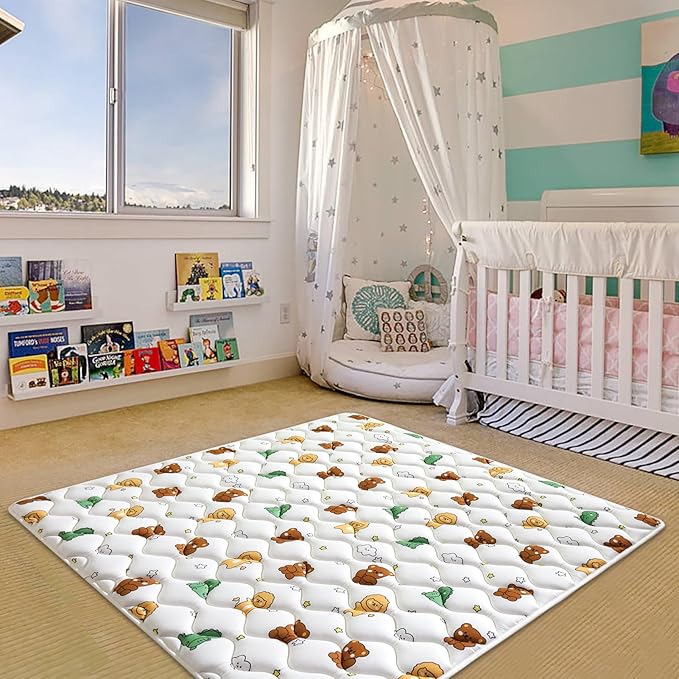 Premium Foam Baby Play Mat 50" X 50", Thicken One-Piece Crawling Mat, Non-Slip Cushioned Activity PlayMats for Infants, Babies, Toddlers, Play & Tummy Time
