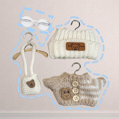 Clothes Set for 15cm/17cm Doll(NO Doll) , Handcrafted Crochet Set Hat & Sweater, Stylish Premium Outfit with Accessories, Cute for Dress up Unique Style