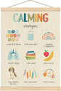 Boat Wades Mental Health Posters for Kids, Calming Strategies Poster Hanger Frame, Inspirational Hanging Wall Banner Decor for Classroom Calm Down Corner School Counselor Office Decor, 12x16 Inch