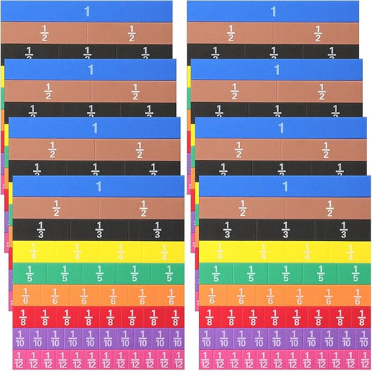 8 Sets Fraction Tiles Set for Math Classroom Fractions Manipulatives Math Learning Manipulatives for Home School Supplies