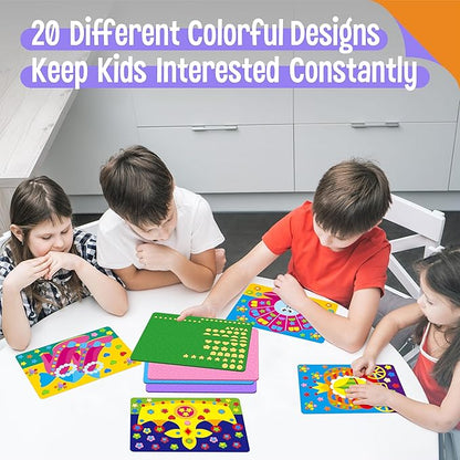 Foam Sticker Art Activity, 10 Princess & Castle Art Board with 1660 Foam Stickers in 10 Colors, Funny DIY Activity Creative Craft Kits Travel Game for Kids, Boys & Girls