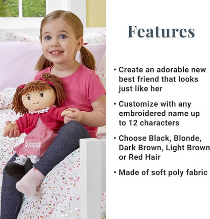 Let's Make Memories Personalized Rag Doll - Mini-Me Doll - Doll for Girls - Toy for Girls - Black Hair