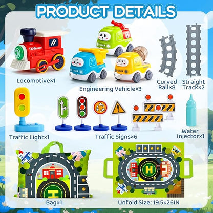 ALASOU Electric Train Set for Toddlers Kids with Steam Spray|Light & Music Magnetic Car Toy with Tracks,Playmat/Storage Bag|Christmas Birthday Gift for 3 4 5 6 Year Old Boys Girls