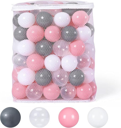 Ball Pit Balls Pack of 100 200 500 - Star and Round Set BPA Free Phthalate Free Non-Toxic Crush Proof Play Balls Soft Plastic Balls for Toddlers Baby Kids Birthday Pool Tent Party
