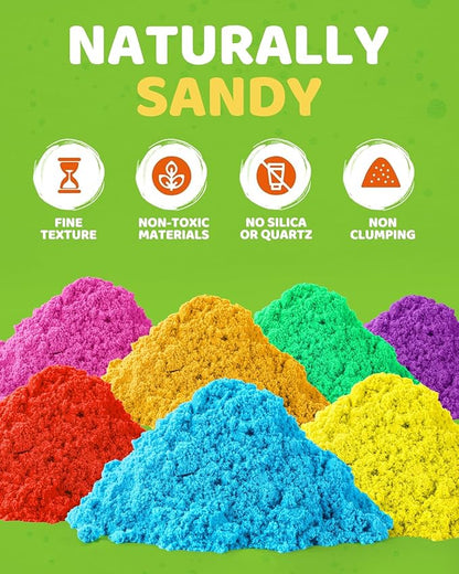 Play Sand with Sensory Bin Toy for Kids, 8 lb of 7 Colored Bulk Magic Sand with Sandbox for Toddlers, Sensory Sand Kit for Boys and Girls Age 3-8 (Purple)