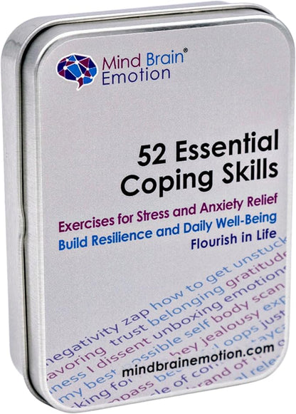 Mind Brain Emotion 52 Essential Coping Skills Cards - Self Care Exercises for Stress and Social Anxiety Relief - Resilience, Emotional Agility, Confidence Therapy Games for Teens, Adults
