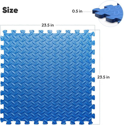 Home Gym Mat, Puzzle Exercise Mat, EVA Interlocking Foam Floor Tiles for Home Workout Equipment and Kids' Play Areas - Black, 24 in x 24 in x ½ in - 12 Tiles (Black, 12 Pack, 48 SQ FT)